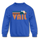 Vail, Colorado Youth Sweatshirt - Retro Mountain Youth Vail Crewneck Sweatshirt - royal blue