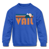 Vail, Colorado Youth Sweatshirt - Retro Mountain Youth Vail Crewneck Sweatshirt - royal blue
