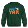 Vail, Colorado Youth Sweatshirt - Retro Mountain Youth Vail Crewneck Sweatshirt - forest green