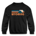 Wyoming Youth Sweatshirt - Retro Mountain Youth Wyoming Crewneck Sweatshirt - black