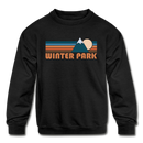 Winter Park, Colorado Youth Sweatshirt - Retro Mountain Youth Winter Park Crewneck Sweatshirt - black