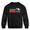 Winter Park, Colorado Youth Sweatshirt - Retro Mountain Youth Winter Park Crewneck Sweatshirt - black