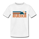 Alaska Youth T-Shirt - Retro Mountain Youth Alaska Tee - white