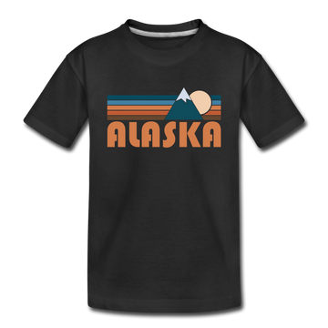 Alaska Youth T-Shirt - Retro Mountain Youth Alaska Tee - black