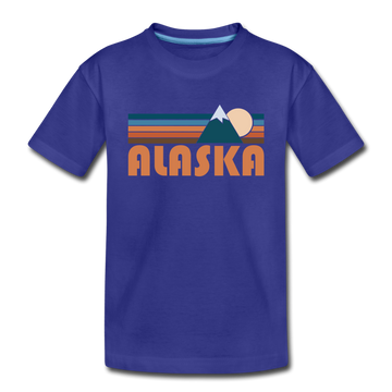 Alaska Youth T-Shirt - Retro Mountain Youth Alaska Tee - royal blue
