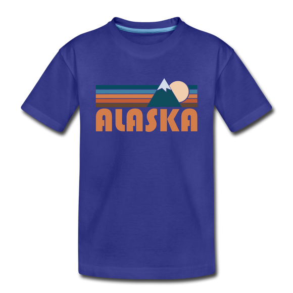 Alaska Youth T-Shirt - Retro Mountain Youth Alaska Tee - royal blue