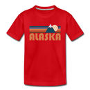 Alaska Youth T-Shirt - Retro Mountain Youth Alaska Tee - red