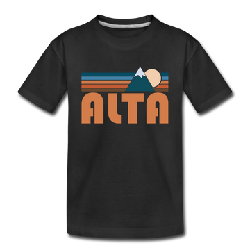 Alta, Utah Youth T-Shirt - Retro Mountain Youth Alta Tee - black