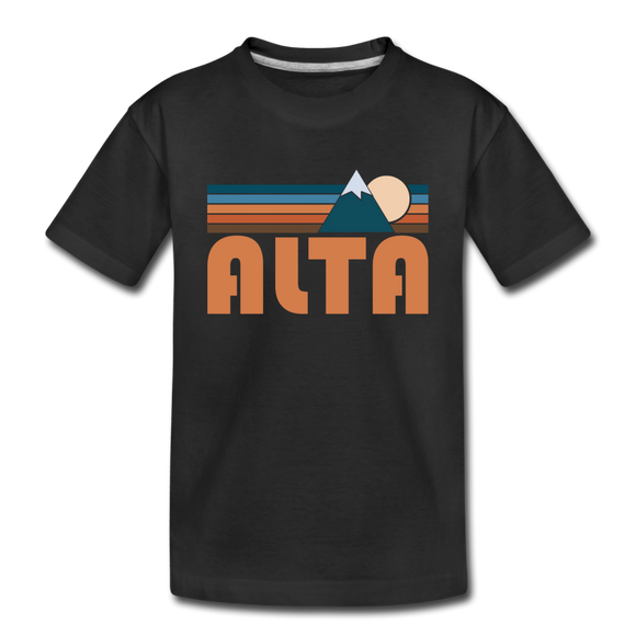 Alta, Utah Youth T-Shirt - Retro Mountain Youth Alta Tee - black