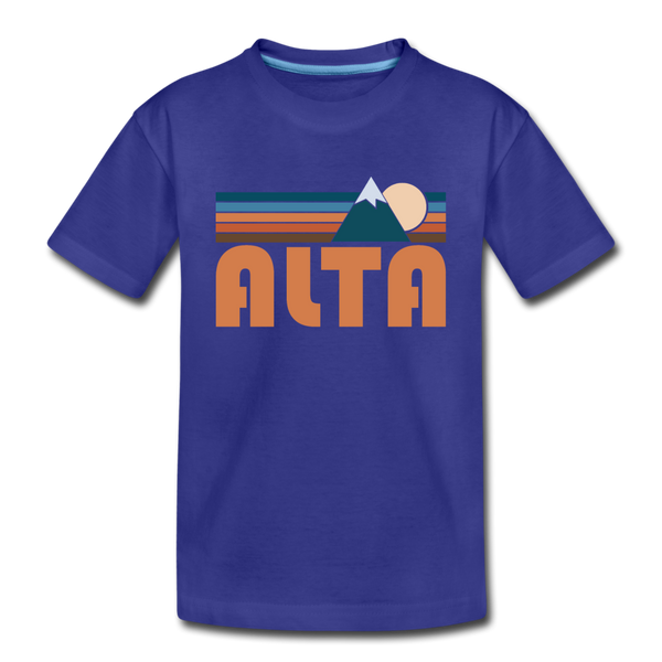 Alta, Utah Youth T-Shirt - Retro Mountain Youth Alta Tee - royal blue