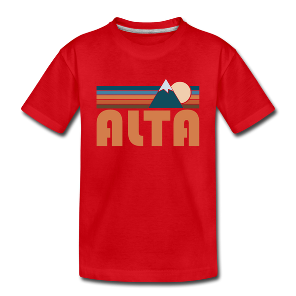 Alta, Utah Youth T-Shirt - Retro Mountain Youth Alta Tee - red