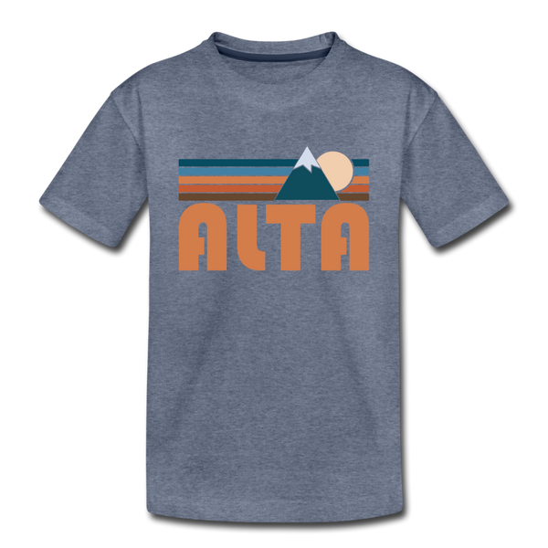 Alta, Utah Youth T-Shirt - Retro Mountain Youth Alta Tee - heather blue