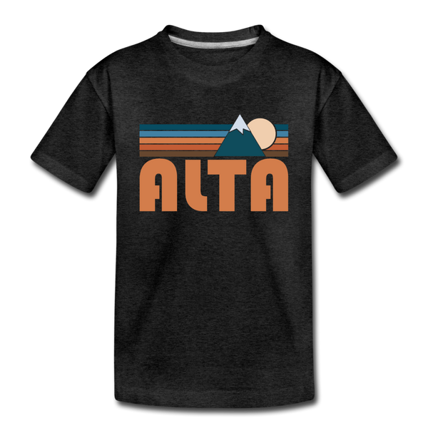 Alta, Utah Youth T-Shirt - Retro Mountain Youth Alta Tee - charcoal gray