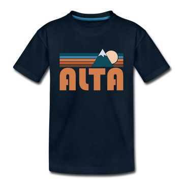 Alta, Utah Youth T-Shirt - Retro Mountain Youth Alta Tee - deep navy