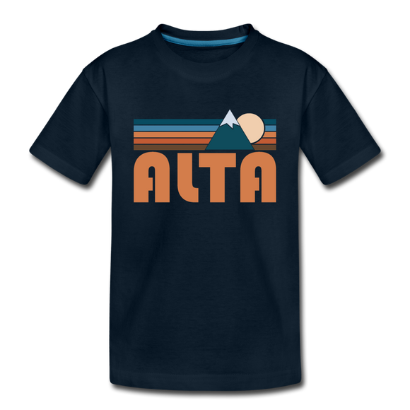 Alta, Utah Youth T-Shirt - Retro Mountain Youth Alta Tee - deep navy