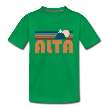 Alta, Utah Youth T-Shirt - Retro Mountain Youth Alta Tee - kelly green