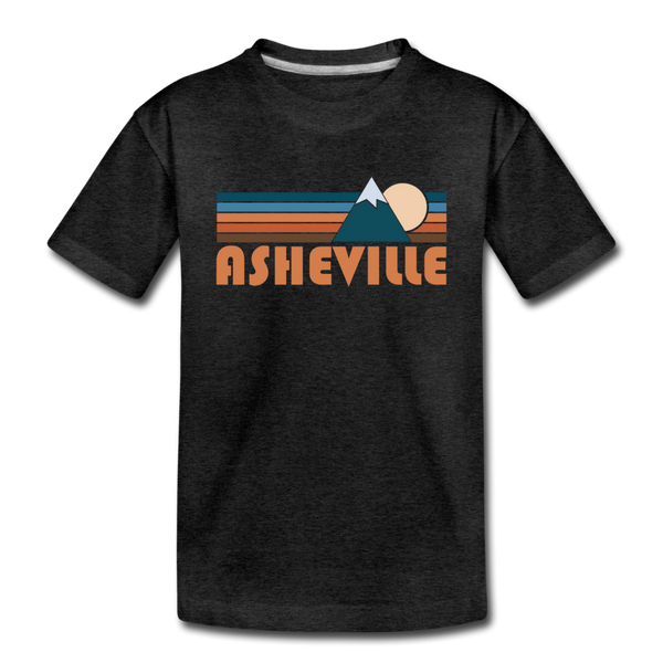 Asheville, North Carolina Youth T-Shirt - Retro Mountain Youth Asheville Tee - charcoal gray