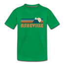 Asheville, North Carolina Youth T-Shirt - Retro Mountain Youth Asheville Tee - kelly green