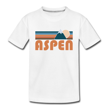 Aspen, Colorado Youth T-Shirt - Retro Mountain Youth Aspen Tee - white