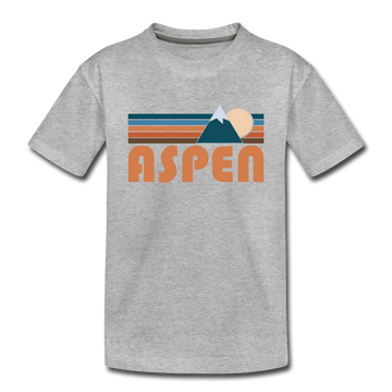 Aspen, Colorado Youth T-Shirt - Retro Mountain Youth Aspen Tee - heather gray