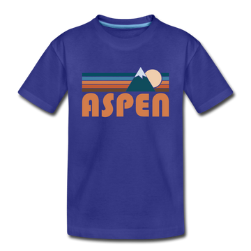 Aspen, Colorado Youth T-Shirt - Retro Mountain Youth Aspen Tee - royal blue