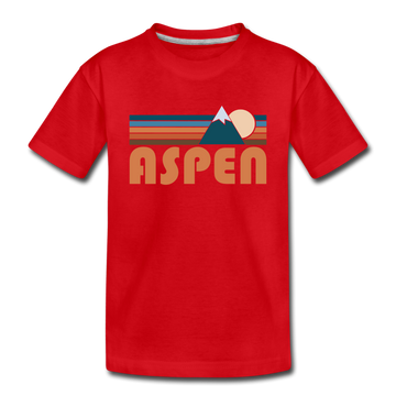 Aspen, Colorado Youth T-Shirt - Retro Mountain Youth Aspen Tee - red