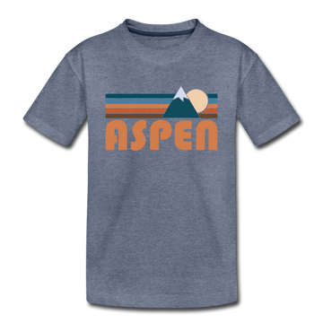 Aspen, Colorado Youth T-Shirt - Retro Mountain Youth Aspen Tee - heather blue