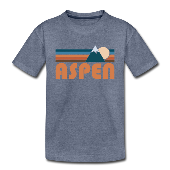 Aspen, Colorado Youth T-Shirt - Retro Mountain Youth Aspen Tee - heather blue