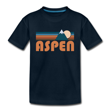 Aspen, Colorado Youth T-Shirt - Retro Mountain Youth Aspen Tee - deep navy