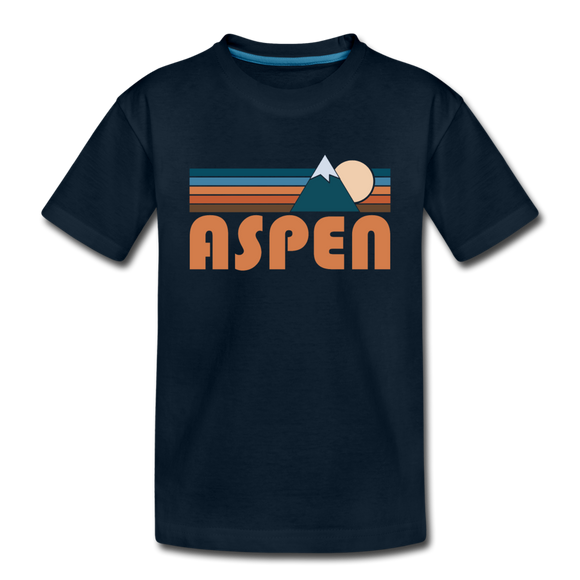 Aspen, Colorado Youth T-Shirt - Retro Mountain Youth Aspen Tee - deep navy