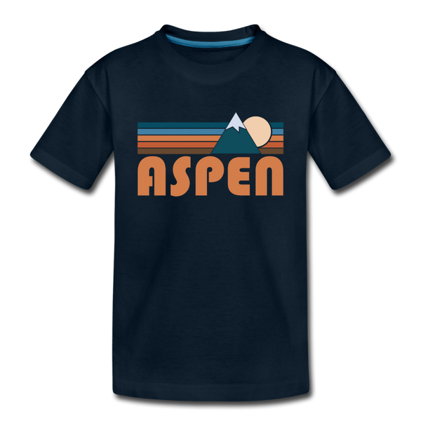 Aspen, Colorado Youth T-Shirt - Retro Mountain Youth Aspen Tee - deep navy