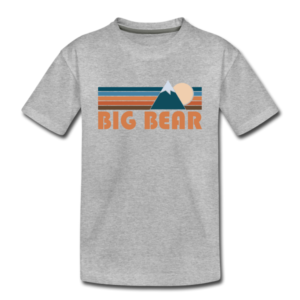 Big Bear, California Youth T-Shirt - Retro Mountain Youth Big Bear Tee - heather gray