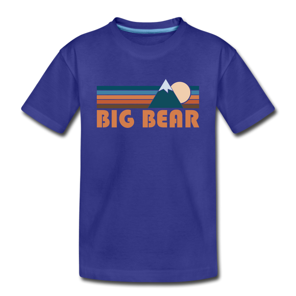 Big Bear, California Youth T-Shirt - Retro Mountain Youth Big Bear Tee - royal blue