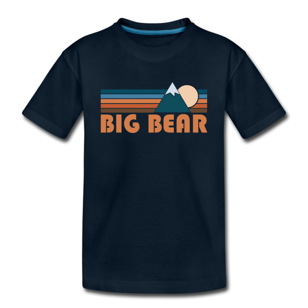 Big Bear, California Youth T-Shirt - Retro Mountain Youth Big Bear Tee - deep navy