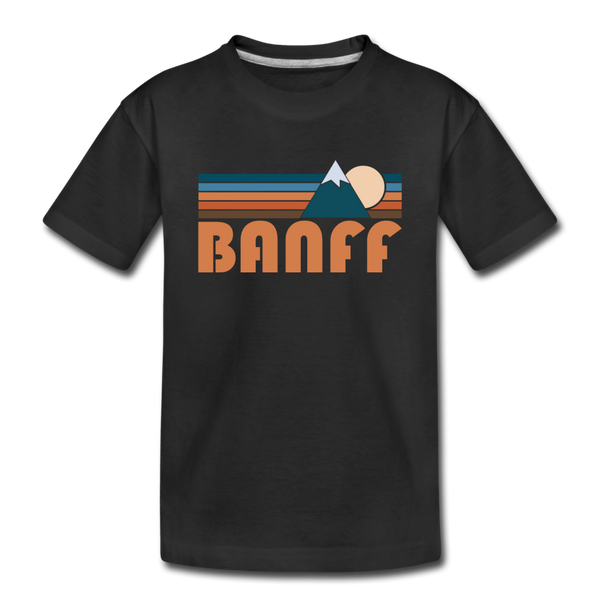 Banff, Canada Youth T-Shirt - Retro Mountain Youth Banff Tee - black