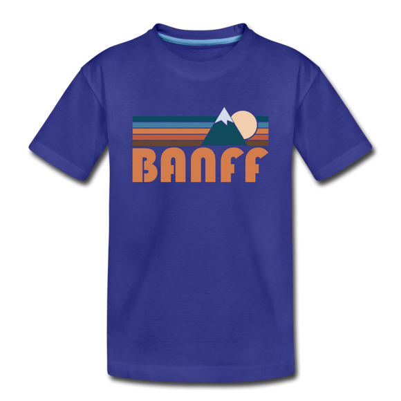 Banff, Canada Youth T-Shirt - Retro Mountain Youth Banff Tee - royal blue