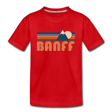 Banff, Canada Youth T-Shirt - Retro Mountain Youth Banff Tee - red