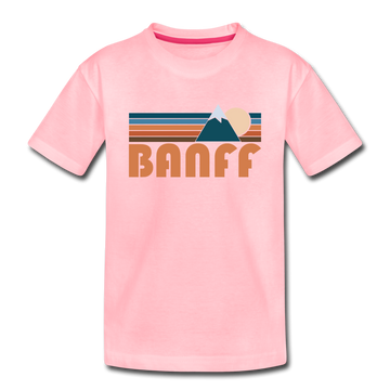 Banff, Canada Youth T-Shirt - Retro Mountain Youth Banff Tee - pink