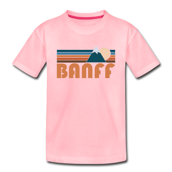 Banff, Canada Youth T-Shirt - Retro Mountain Youth Banff Tee - pink