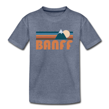 Banff, Canada Youth T-Shirt - Retro Mountain Youth Banff Tee - heather blue