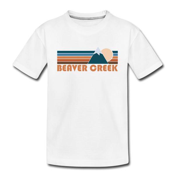 Beaver Creek, Colorado Youth T-Shirt - Retro Mountain Youth Beaver Creek Tee - white