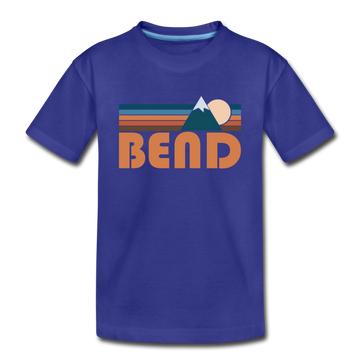 Bend, Oregon Youth T-Shirt - Retro Mountain Youth Bend Tee - royal blue