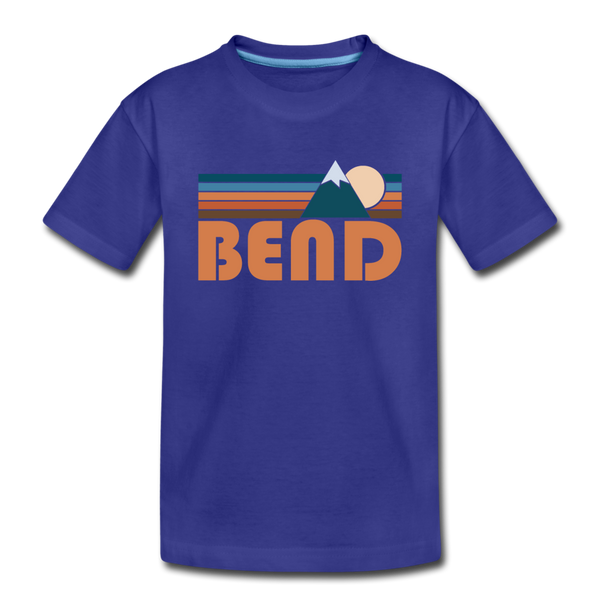 Bend, Oregon Youth T-Shirt - Retro Mountain Youth Bend Tee - royal blue