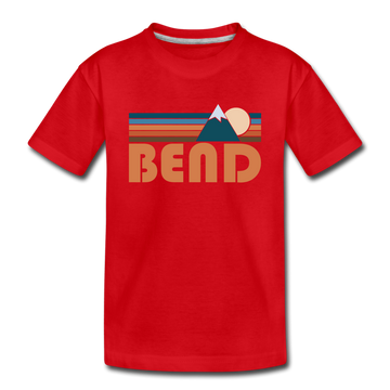 Bend, Oregon Youth T-Shirt - Retro Mountain Youth Bend Tee - red