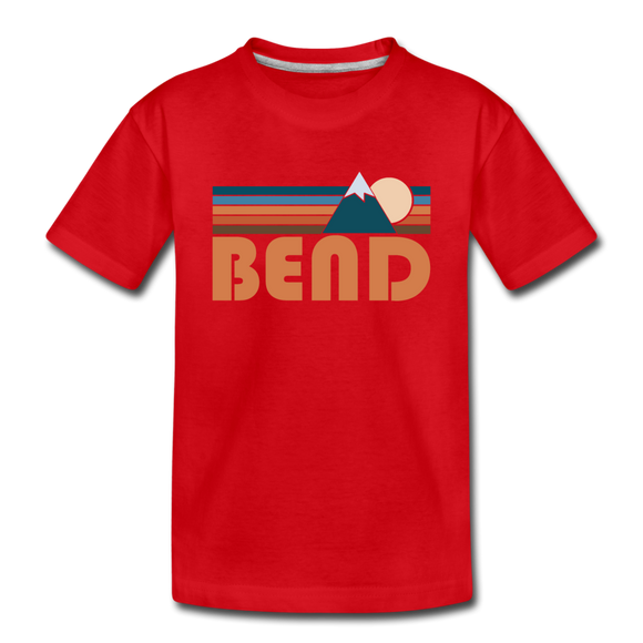 Bend, Oregon Youth T-Shirt - Retro Mountain Youth Bend Tee - red