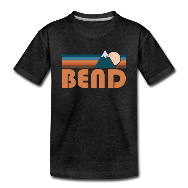 Bend, Oregon Youth T-Shirt - Retro Mountain Youth Bend Tee - charcoal gray