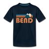 Bend, Oregon Youth T-Shirt - Retro Mountain Youth Bend Tee - deep navy