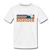 Boulder, Colorado Youth T-Shirt - Retro Mountain Youth Boulder Tee - white