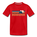 Boulder, Colorado Youth T-Shirt - Retro Mountain Youth Boulder Tee - red