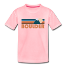 Boulder, Colorado Youth T-Shirt - Retro Mountain Youth Boulder Tee - pink